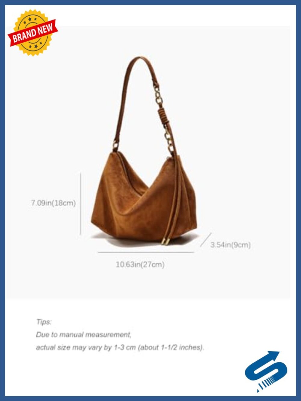 Faux Suede Hobo Shoulder Bag with Adjustable Strap Crossbody Handbag for Women - Picture 3 of 6